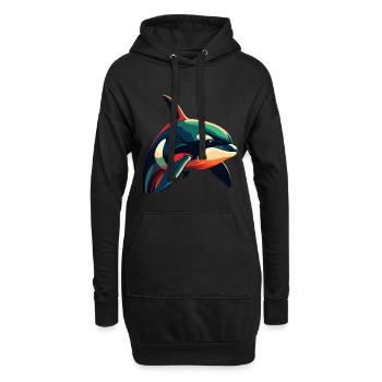 Orca Cartoon-Figur Buntes Haustier - Hoodie-Kleid - Schwarz - Vorne
