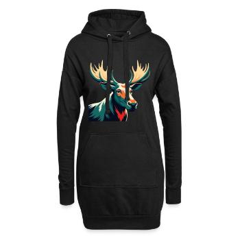 Elch Cartoon Figur Buntes Haustier Tier - Hoodie-Kleid - Schwarz - Vorne