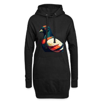 Taube Cartoon Figur Buntes Haustier Tier - Hoodie-Kleid - Schwarz - Vorne