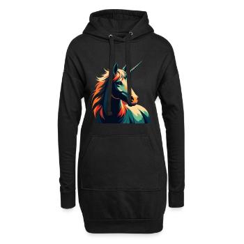 Einhorn Cartoon Figur Buntes Haustier Tier - Hoodie-Kleid - Schwarz - Vorne