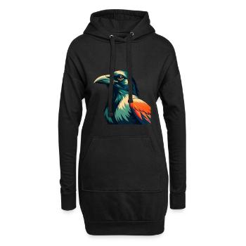 Corbeau Dessin animé Personnage Animal de compagnie coloré - Sweat-shirt à capuche long Femme - noir - Devant