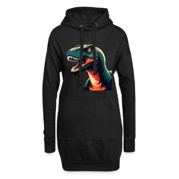 Dinosaurier Cartoon Figur Buntes Haustier Tier - Hoodie-Kleid - Schwarz - Vorne