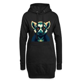 Lemur Cartoon Figur Buntes Haustier Tier - Hoodie-Kleid - Schwarz - Vorne
