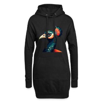 paon dessin animé personnage animal de compagnie coloré - Sweat-shirt à capuche long Femme - noir - Devant