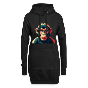 Affe Cartoon Figur Buntes Haustier Tier - Hoodie-Kleid - Schwarz - Vorne