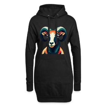 Bélier Dessin animé Personnage Animal de compagnie coloré - Sweat-shirt à capuche long Femme - noir - Devant