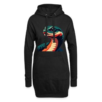 Schlange Cartoon Figur Buntes Haustier Tier - Hoodie-Kleid - Schwarz - Vorne