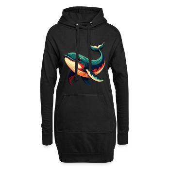Wal Cartoon Figur Buntes Haustier Tier - Hoodie-Kleid - Schwarz - Vorne