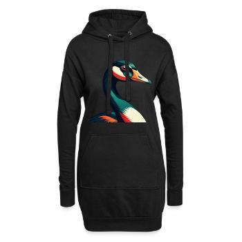 Oie Dessin Animé Personnage Animal Coloré Animal De Compagnie - Sweat-shirt à capuche long Femme - noir - Devant