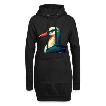 Albatross Zeichentrickfigur Buntes Haustier Tier - Hoodie-Kleid - Schwarz - Vorne