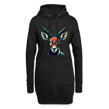 Antilope Zeichentrickfigur Buntes Haustier Tier - Hoodie-Kleid - Schwarz - Vorne