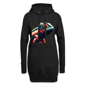 Chamäleon Zeichentrickfigur Buntes Haustier Tier - Hoodie-Kleid - Schwarz - Vorne