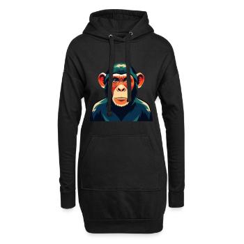 Schimpanse Zeichentrickfigur Buntes Haustier Tier - Hoodie-Kleid - Schwarz - Vorne