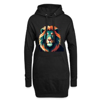 Lion Dessin Animé Personnage Animal De Compagnie Coloré - Sweat-shirt à capuche long Femme - noir - Devant