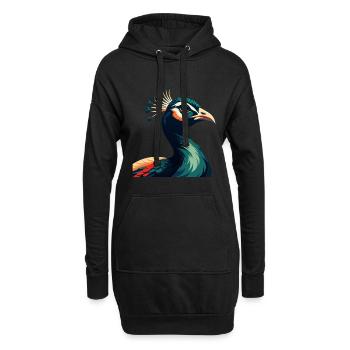 Paon Dessin Animé Personnage Animal Coloré Animal De Compagnie - Sweat-shirt à capuche long Femme - noir - Devant