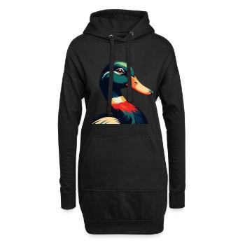 Personnage de dessin animé de canard Animal de compagnie coloré - Sweat-shirt à capuche long Femme - noir - Devant