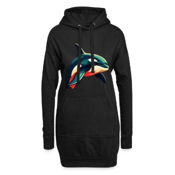 Orca Zeichentrickfigur Buntes Haustier Tier - Hoodie-Kleid - Schwarz - Vorne