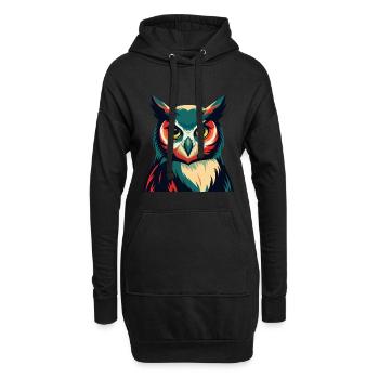 Eule Zeichentrickfigur Buntes Haustier Tier - Hoodie-Kleid - Schwarz - Vorne
