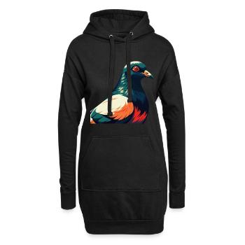 Taube Cartoon Figur Buntes Haustier Tier - Hoodie-Kleid - Schwarz - Vorne