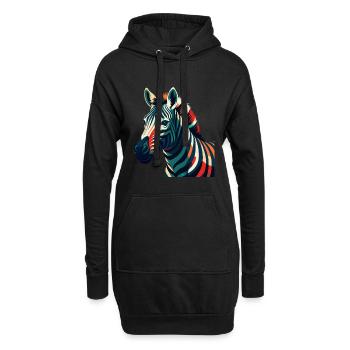 Zebra Cartoon Figur Buntes Haustier Tier - Hoodie-Kleid - Schwarz - Vorne