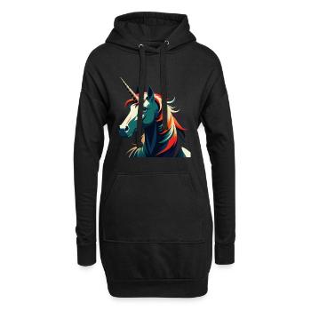 Einhorn Cartoon Figur Buntes Haustier Tier - Hoodie-Kleid - Schwarz - Vorne