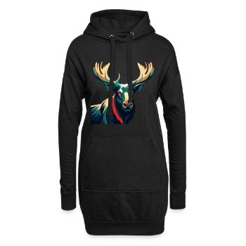Elch Zeichentrickfigur Buntes Haustier Tier - Hoodie-Kleid - Schwarz - Vorne