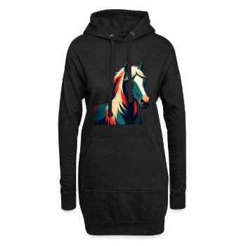 Poney Personnage De Dessin Animé Animal De Compagnie Coloré - Sweat-shirt à capuche long Femme - noir - Devant