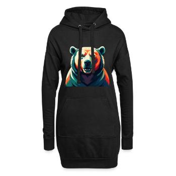 Eisbär Zeichentrickfigur Buntes Haustier Tier - Hoodie-Kleid - Schwarz - Vorne