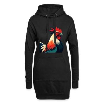 Hahn Cartoon Figur Buntes Haustier Tier - Hoodie-Kleid - Schwarz - Vorne