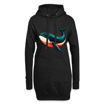 Wal Cartoon Figur Buntes Haustier Tier - Hoodie-Kleid - Schwarz - Vorne