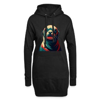 phoque dessin animé personnage animal de compagnie coloré - Sweat-shirt à capuche long Femme - noir - Devant