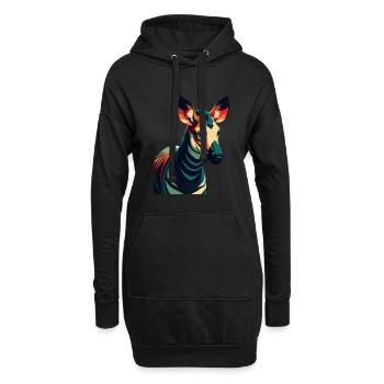 Okapi Zeichentrickfigur Buntes Haustier Tier - Hoodie-Kleid - Schwarz - Vorne