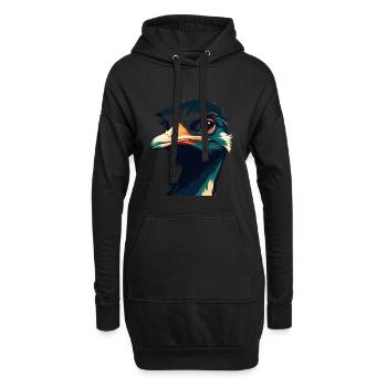 Autruche Dessin Animé Personnage Animal Coloré Animal De Compagnie - Sweat-shirt à capuche long Femme - noir - Devant