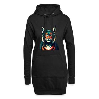 Luchs Zeichentrickfigur Buntes Haustier Tier - Hoodie-Kleid - Schwarz - Vorne