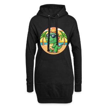 Dinosaure Funny Cartoon Lunettes de soleil de plage d’été - Sweat-shirt à capuche long Femme - noir - Devant