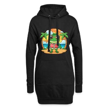 Lunettes de soleil de plage d’été de dessin animé drôle de grenouille - Sweat-shirt à capuche long Femme - noir - Devant