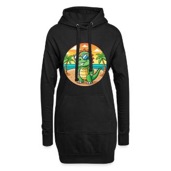 Iguane Lunettes de soleil de plage d’été de dessin animé drôle - Sweat-shirt à capuche long Femme - noir - Devant