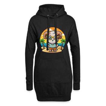 Ram Lustige Cartoon Sommer Strand Sonnenbrille - Hoodie-Kleid - Schwarz - Vorne