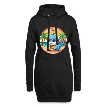 Lunettes de soleil de plage d’été de dessin animé drôle de baleine - Sweat-shirt à capuche long Femme - noir - Devant