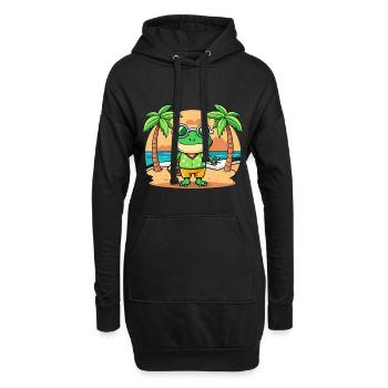 Lunettes de soleil de plage d’été de dessin animé drôle de grenouille - Sweat-shirt à capuche long Femme - noir - Devant
