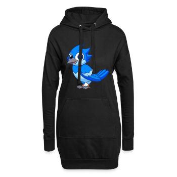 Blue Jay Niedliche Maskottchen Zeichentrickfigur Kawaii - Hoodie-Kleid - Schwarz - Vorne