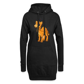 Kamel Niedliche Maskottchen Zeichentrickfigur Kawaii - Hoodie-Kleid - Schwarz - Vorne