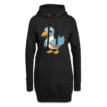 Albatross Mascotte mignonne Personnage de dessin animé Kawaii - Sweat-shirt à capuche long Femme - noir - Devant
