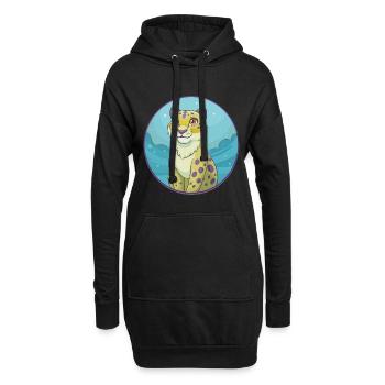 léopard des neiges mignon kawaii dessin animé clipart animal - Sweat-shirt à capuche long Femme - noir - Devant