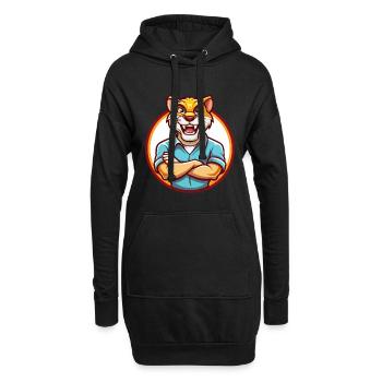 Cougar Drôle Kawaii Dessin animé Clipart Animal Animal de compagnie - Sweat-shirt à capuche long Femme - noir - Devant