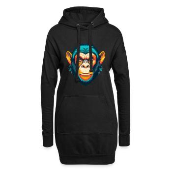 Affe Niedlich Kawaii Cartoon Clipart Tier Gesicht - Hoodie-Kleid - Schwarz - Vorne