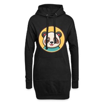 Panda Kawaii Dessin animé Personnage Animal Animal Visage - Sweat-shirt à capuche long Femme - noir - Devant