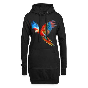Découvrez les couleurs tropicales - T-Shirt avec perroquet - Sweat-shirt à capuche long Femme - noir - Devant
