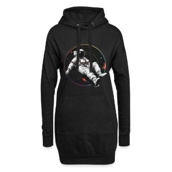 astronaute disque vinyle musique vinyle - Sweat-shirt à capuche long Femme - noir - Devant