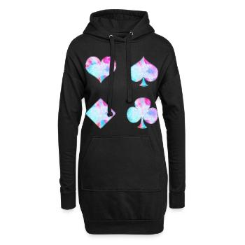 Cartes à jouer - Sweat-shirt à capuche long Femme - noir - Devant